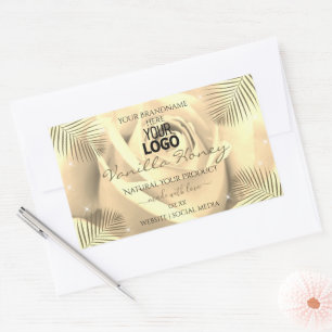 Produit Étiquette Crème Beige Rose Palm Feuille Lo