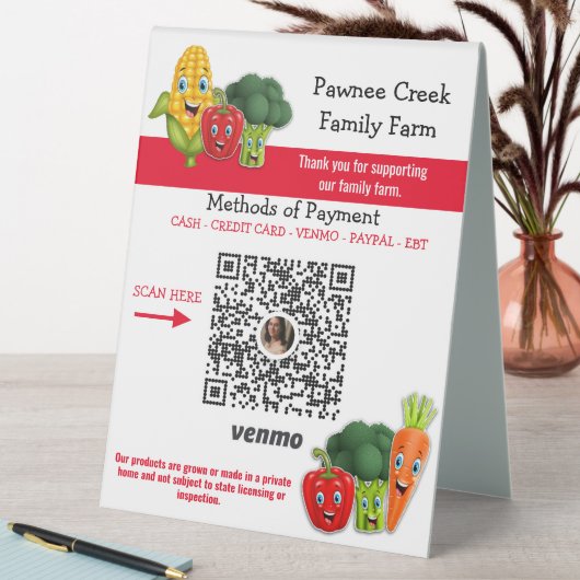 Produit personnalisé Stand Venmo Payer ici Signe (En SItu (Tableau))