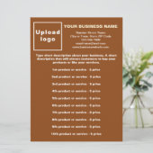 Produits d'affaires et prix sur la carte de menu B (Debout devant)