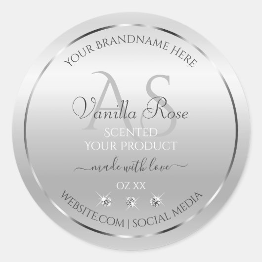 Produits de luxe en argent Diamants Étiquette et M (Devant)