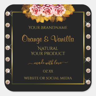 Produits en or noir Étiquette Orange rose Roses Bi