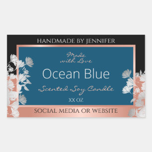 Produits floraux modernes Étiquette Océan Bleu Ros