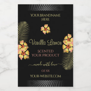 Produits noirs Étiquettes Fleurs hawaïennes rose j