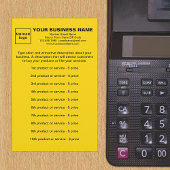 Produits ou services d'affaires sur papeterie jaun