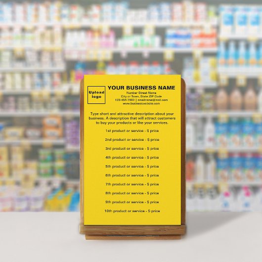 Produits ou services d'affaires sur papeterie jaun