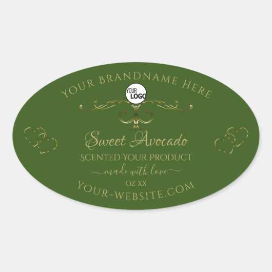 Produits verts Étiquettes Ornements or Coeurs Logo (Devant)