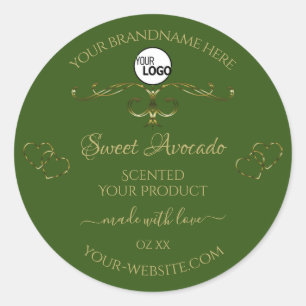 Produits verts Étiquettes Ornements or Coeurs Logo