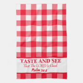 Proef en zie dat de Heer goed rood & wit is Theedoek (Verticaal)