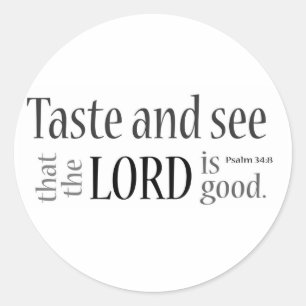 Proef en zie... Psalm 34:8 Ronde Sticker