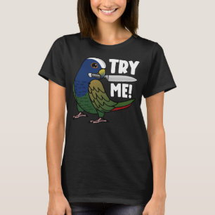 Proef me met een mes met een witte pionus. t-shirt