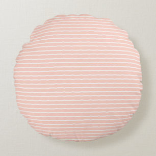 Proefblad Elegant Roze en White Wavery Stripes Rond Kussen