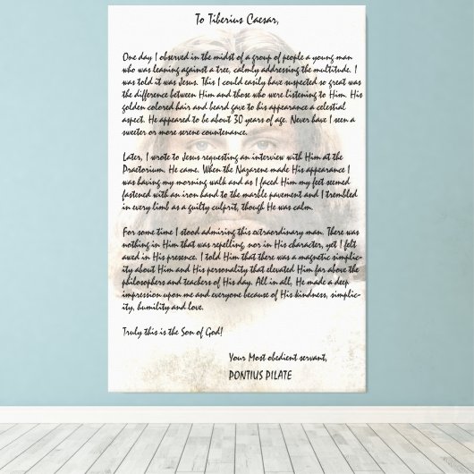 Proefbrief aan Caesar waarin Jezus Christus wordt Canvas Afdruk (Insitu (Houten vloer))
