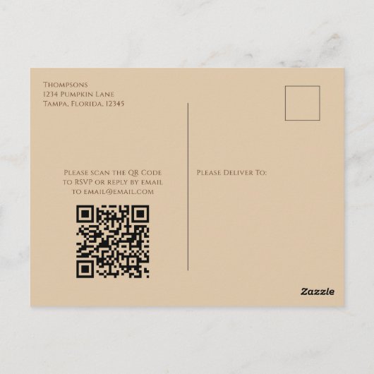 Proefhuwelijksdiner Herfst Groen QR Code Briefkaart (Achterkant)