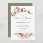 Proefhuwelijksdiner Waterverf Blush Rozenkrans Kaart (Voorkant / Achterkant)