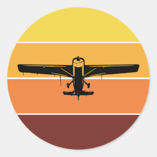 Proefvliegtuig Vliegtuig luchtvaartuig met vliegtu Ronde Sticker