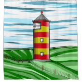 Proefvuurtoren Pilsumer Leuchtturm Douchegordijn (Voorkant)