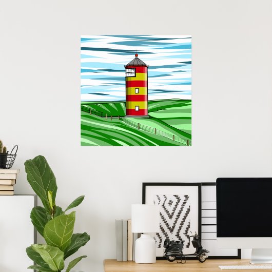 Proefvuurtoren Pilsumer Leuchtturm Poster (Thuiskantoor)