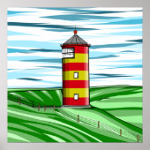 Proefvuurtoren Pilsumer Leuchtturm Poster (Voorkant)