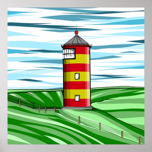 Proefvuurtoren Pilsumer Leuchtturm Poster (Voorkant)
