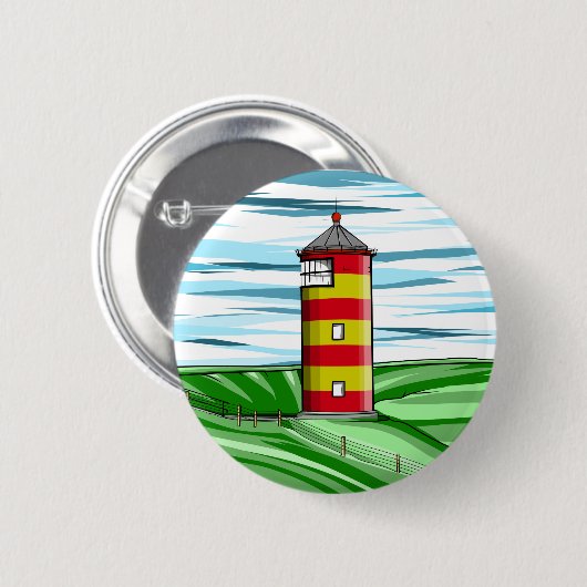 Proefvuurtoren Pilsumer Leuchtturm Ronde Button 5,7 Cm (Voorkant /achterkant)