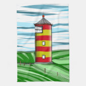 Proefvuurtoren Pilsumer Leuchtturm Theedoek (Verticaal)