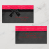 Proesional Modern Cute Red Stippen-Black Bow Visitekaartje (Voorkant / Achterkant)