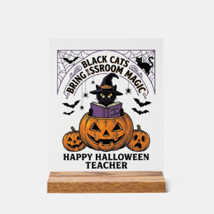 Prof Cat Halloween Citrouille Vintage Salle de Cla