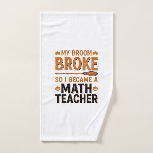 Prof de maths drôle Halloween Balai cassé Design_1 (Serviette à main)