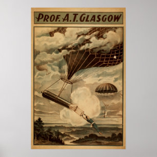 Prof. GLASGOW-ballonparachute VAUDEVILLE Poster