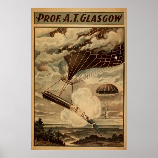Prof. GLASGOW-ballonparachute VAUDEVILLE Poster (Voorkant)