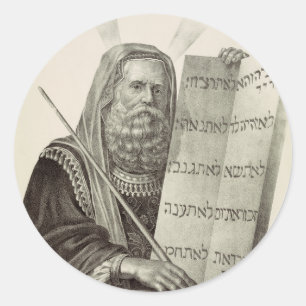 Profeet Mozes met de tafelen der Wet Ronde Sticker