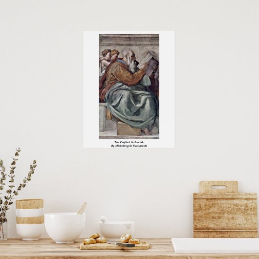 profeet Zechariah door Michelangelo Buonarroti Poster (Keuken)