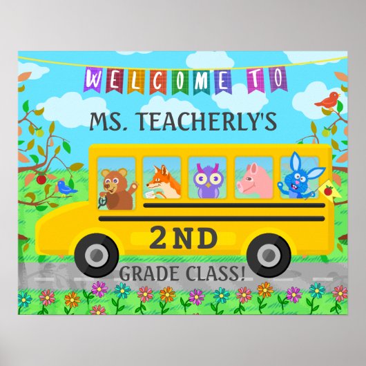 Professeur Affiche de bienvenue en classe Cute Ani (Devant)