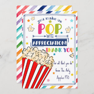 professeur appréciation pop-corn carte de remercie