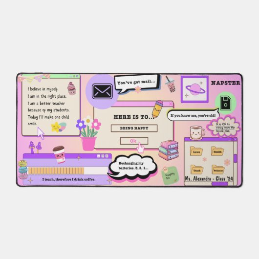 Professeur d'affirmation personnalisée Kawaii rose (Recto)