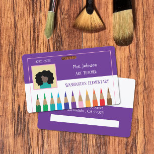 Professeur d'art au crayon de couleur Badge horizo