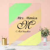 Professeur d'art jaune vert aquarelle nom rayures (Mariage)