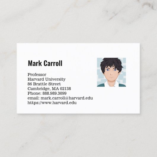 Professeur de carte de visite (Dos)