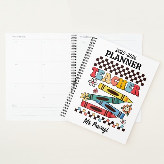 Professeur de damier rétro super crayons fleurs (Devant avec enveloppe)