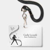 Professeur de danse jazz avec nom et badge de post (Avant avec lanière)