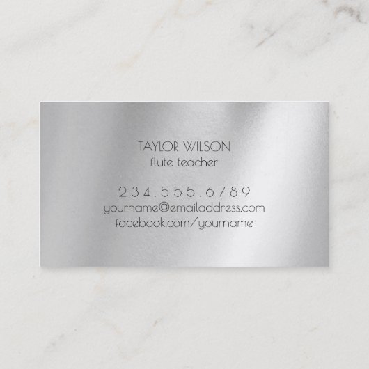 professeur de flûte florale carte de visite (Dos)