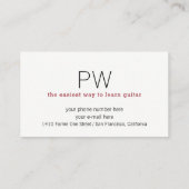 professeur de guitare carte de visite avec guitare (Dos)