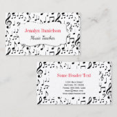 Professeur de musique Carte de visite (Devant / Derrière)