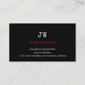 professeur de musique carte de visite noir + note  (Dos)