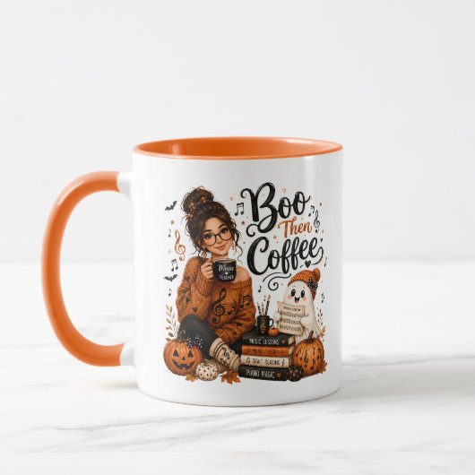 Professeur de Musique Halloween Tasse Café Orange (Gauche)