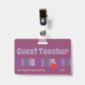 Professeur invité k-12 école badge violet (Avant avec clip)