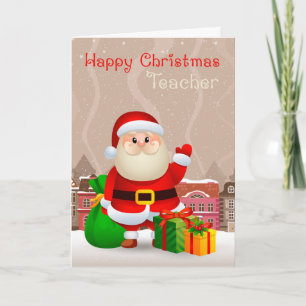 Professeur Père Noël Avec Sacs Et Cadeaux, Carte D