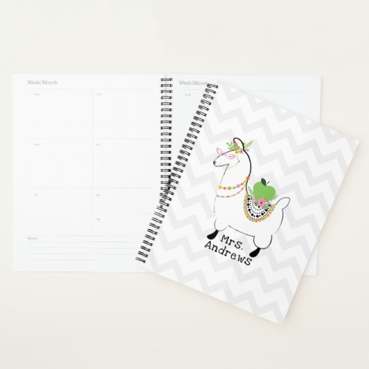 Professeur tendance Green Apple Llama Floral (Devant avec enveloppe)