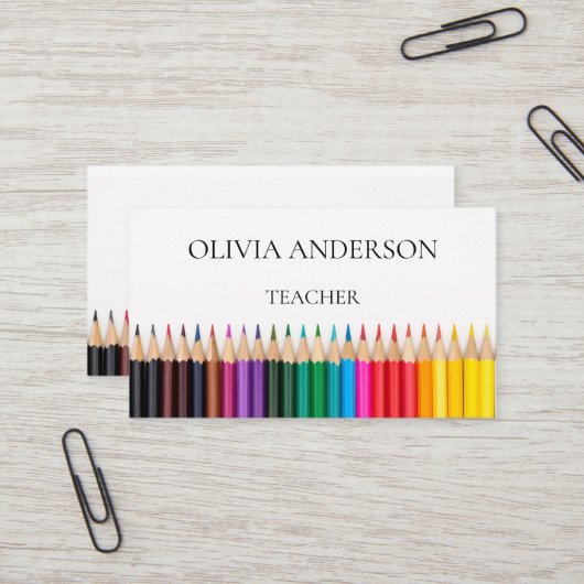 Professeur | Tutor Cartes de visite blancs (Devant/Arrière en situation)