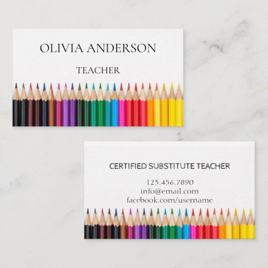 Professeur | Tutor Cartes de visite blancs (Devant / Derrière)